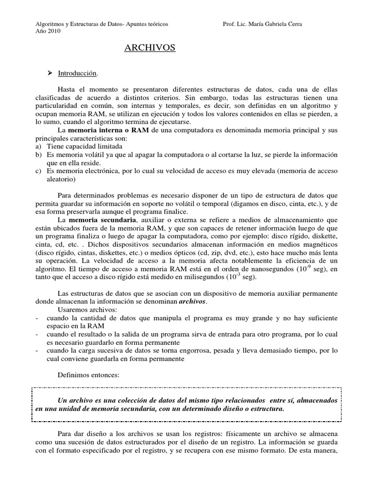 Archivos10 PDF | PDF | Almacenamiento de datos de la computadora ...