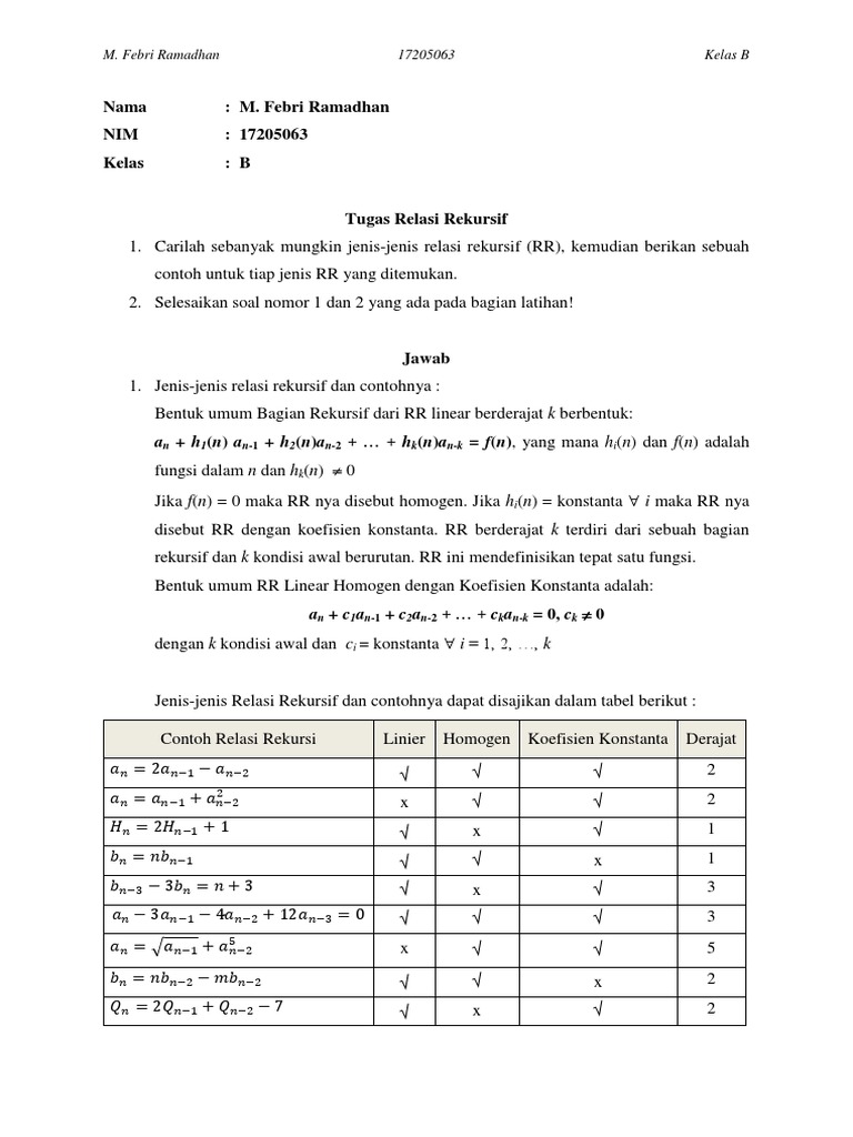 Matematika Diskrit Relasi Rekursif