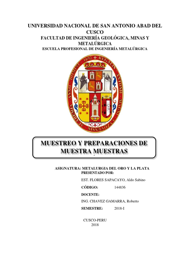 Informe De Laborartorio 1 Metalurgia Muestreo Estadisticas