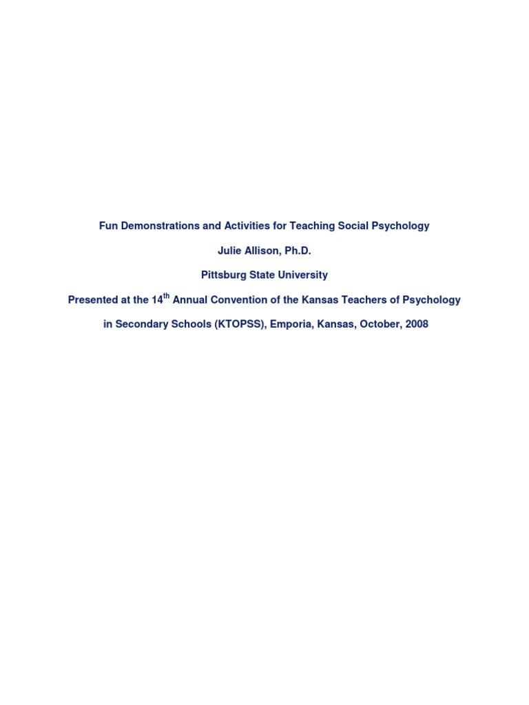 Teaching Social Psychology Allison | PDF | Comportamiento | Violencia