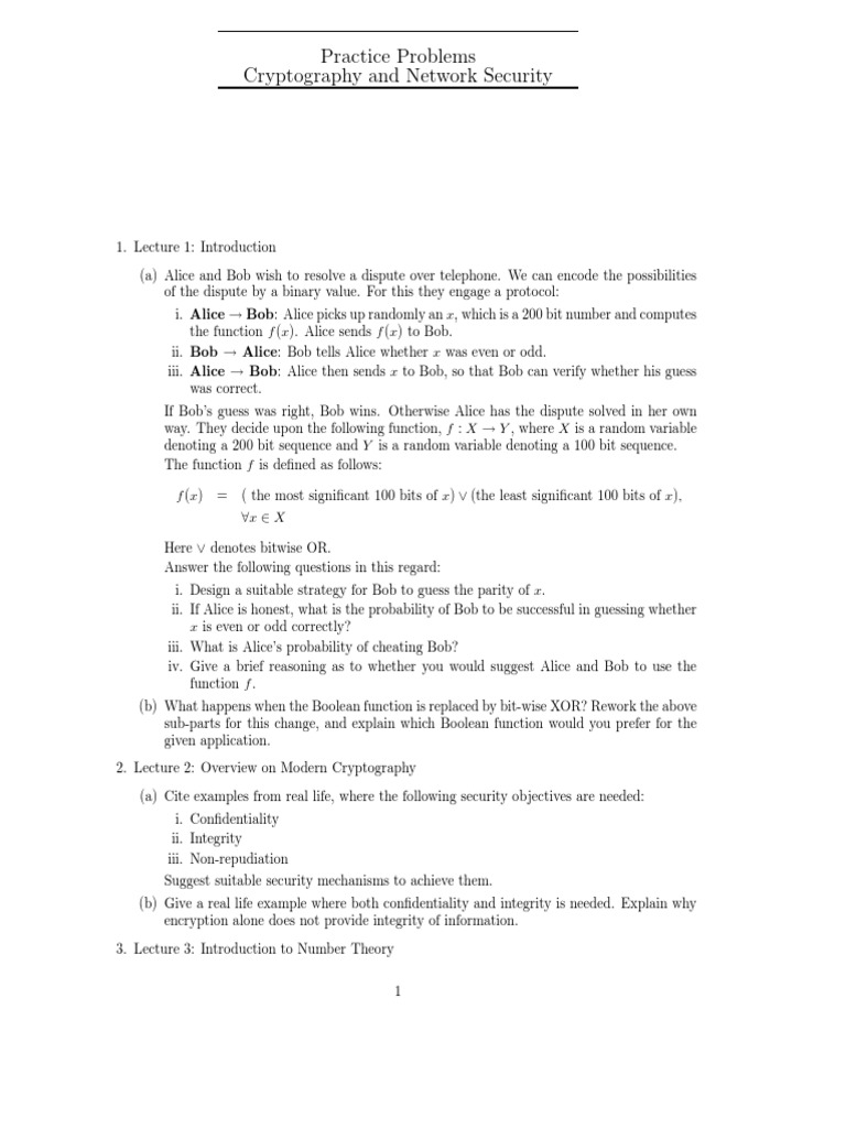 Cryptography Practice Problems Guide | PDF | Cryptography | Cipher