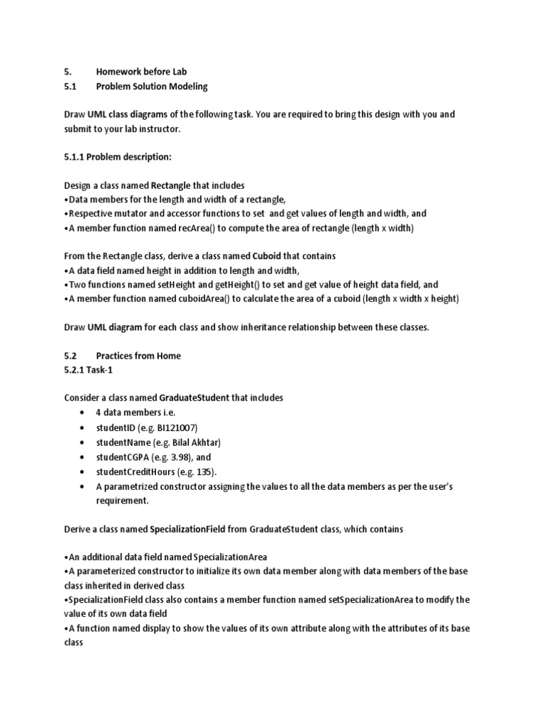 UML Class Design for Lab09 Tasks | PDF | Constructor (Object Oriented ...