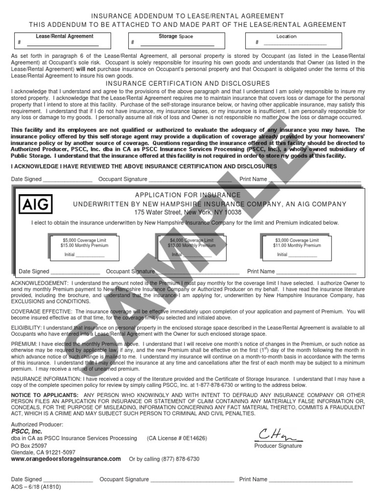 Business Public Storage Insurance Is A Scam PDF Insurance Lease
