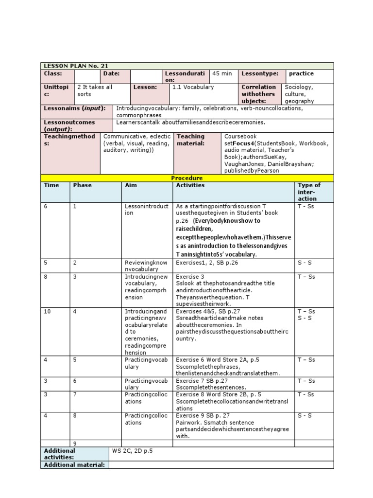 Vocabulary Lesson Plan: Family & Ceremonies | PDF | Lesson Plan | Pedagogy