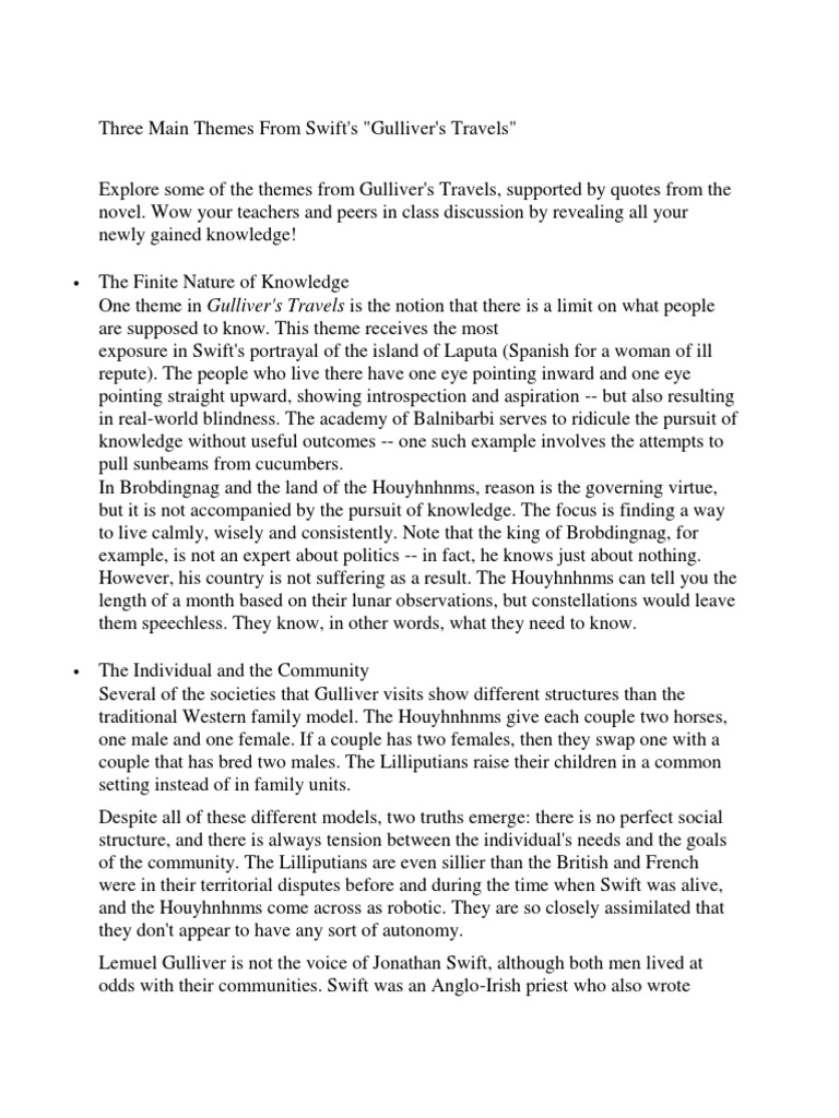 Three Main Themes From Swift PDF Gulliver's Travels