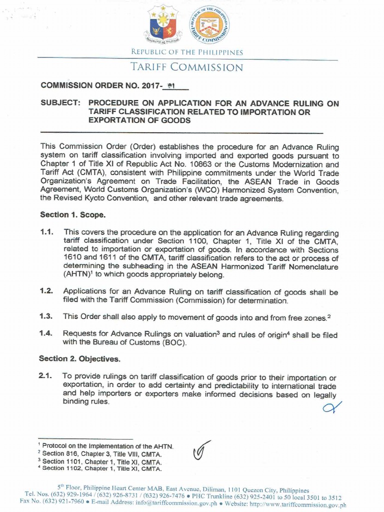 Commission Order 2017-01 | PDF