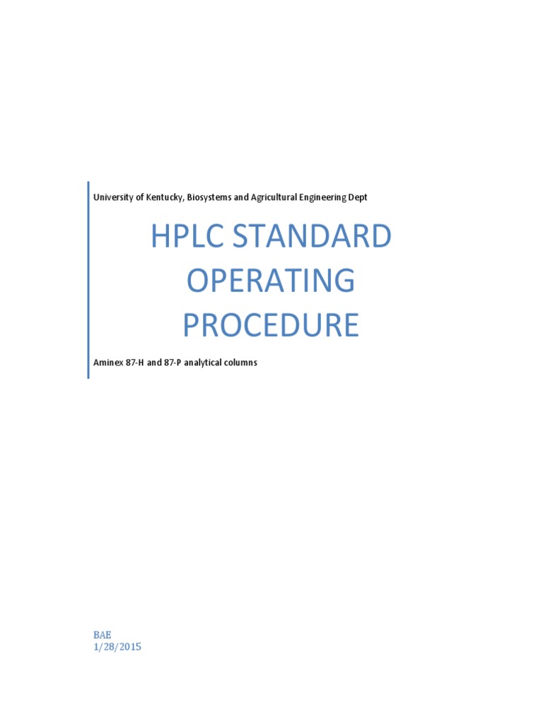 HPLC Column Usage PDF High Performance Liquid Chromatography