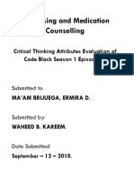 Dispensing and Medication Counselling Critical Thinking Attributes Evaluation of Code Black Season 1 Episode 13