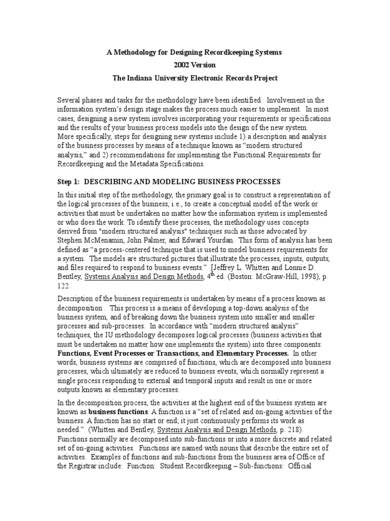 Designing Record Keeping Systems PDF Business Process Conceptual