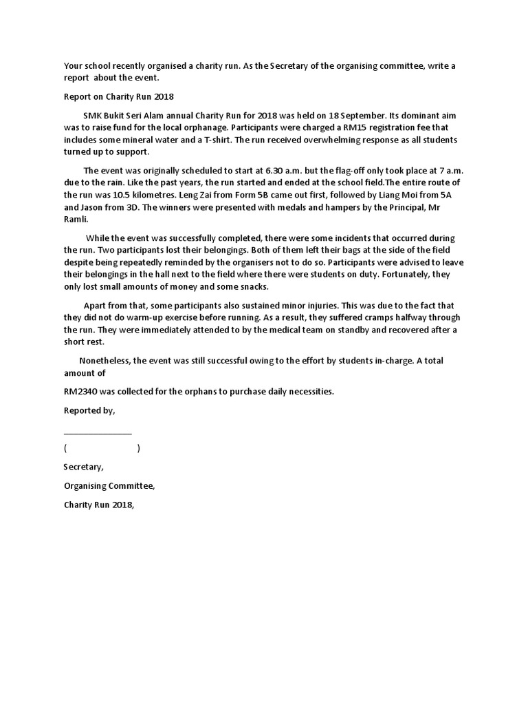 Charity run essay image