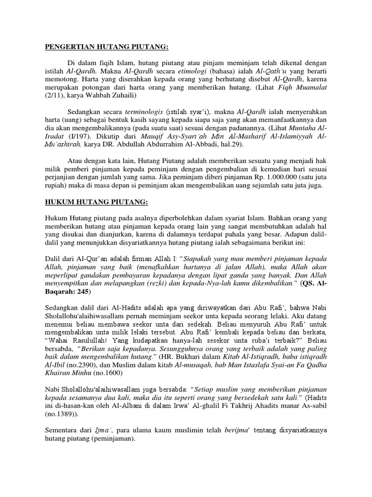 Pengertian Hutang Piutang Pdf