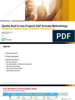 Quality Built in Into Projects SAP Activate Methodology: Template Quality Gate Checklist Introduction