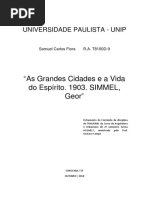 As Grandes Cidades e a Vida Do Espírito. 1903. SIMMEL, Geor