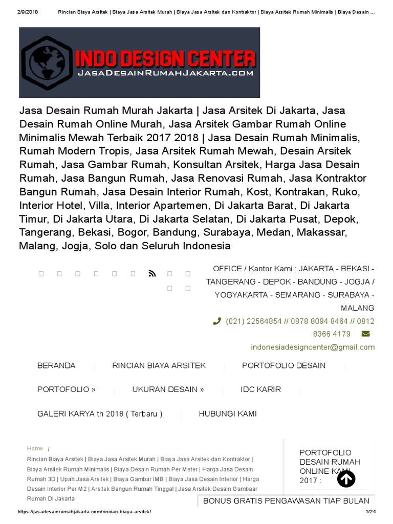 RINCIAN BIAYA ARSITEK