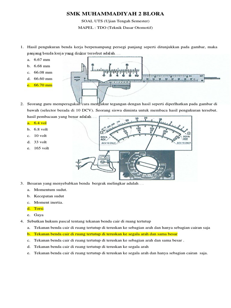 Jawaban Soal Tdo 2018 Kelas X