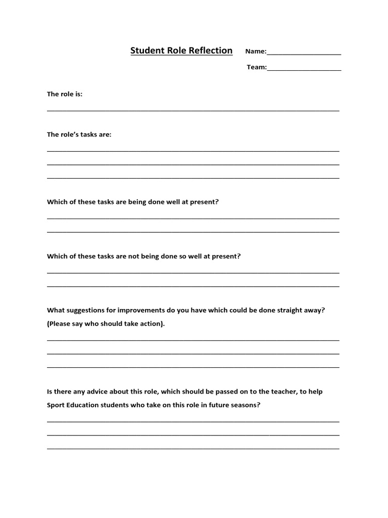 Role Reflection | PDF | Change | Learning