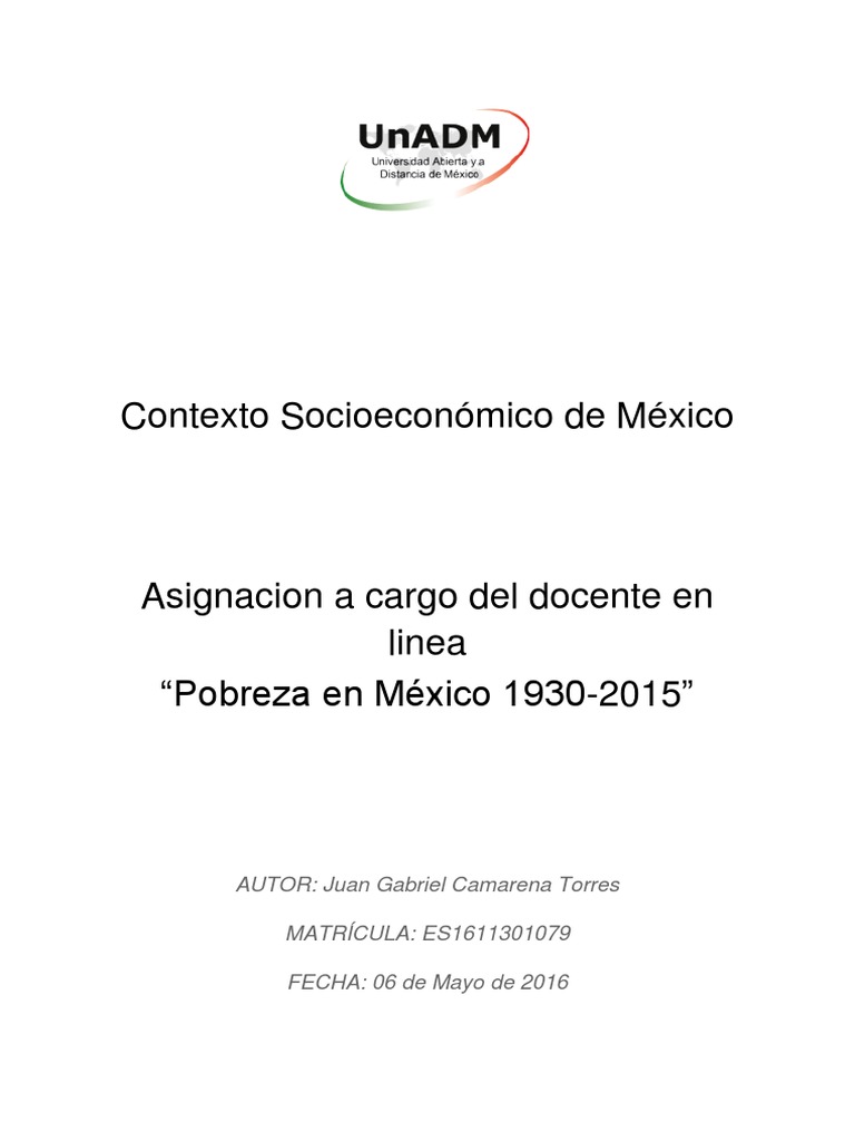 Pobreza en México 1930-2015" | PDF | Pobreza | Pobreza e indigencia
