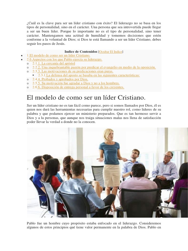 Cuál Es La Clave para Ser Un Líder Cristiano Con Éxito | PDF | Pablo el ...