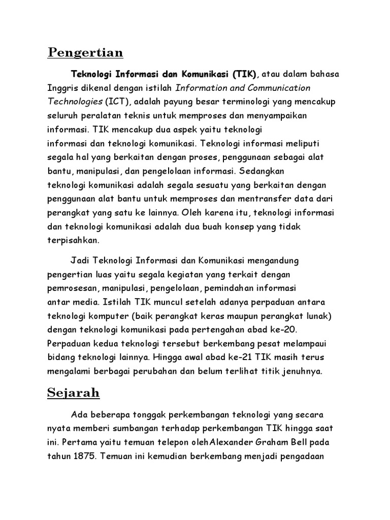 Teknologi Informasi Dan Komunikasi Kliping