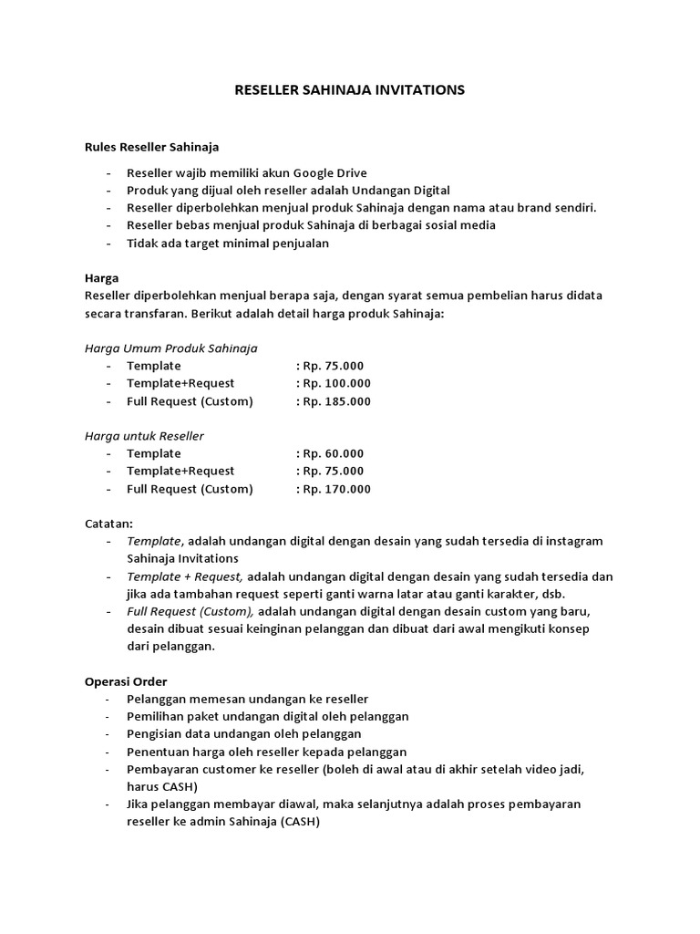 Panduan Reseller Sahinaja Invitationspdf