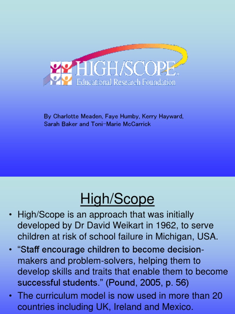 High Scope Presentation PDF Preschool Education Theory