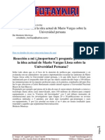 Modesto Montoya. Mario Vargas Llosa Sobre La Universidad Peruana