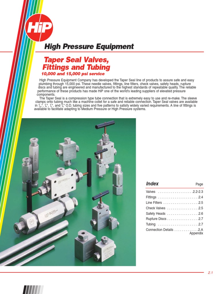 Taper Seal Valves, Fittings, And Tubing Catalog Pipe (Fluid