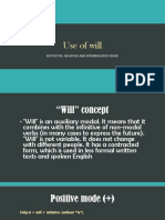 Use of Will: in Positive, Negative and Interrogative Mode