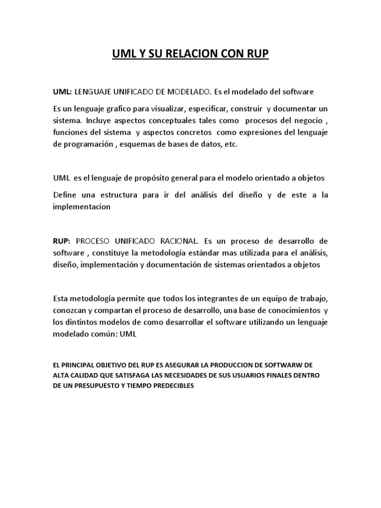 UML y RUP: Metodologías de Desarrollo | PDF | Objeto (informática ...