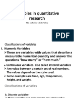 Variables in Quantitative Research: Mrs. Catherine Calixto-Valera