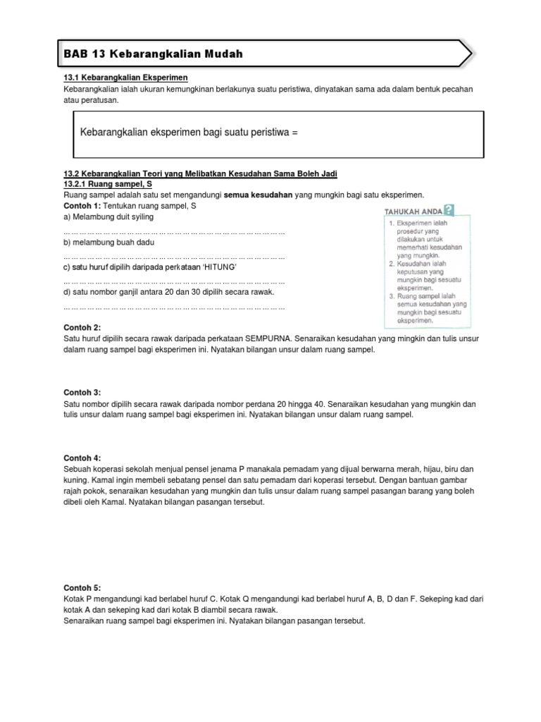 Bab 13 Kebarangkalian Mudah Pdf