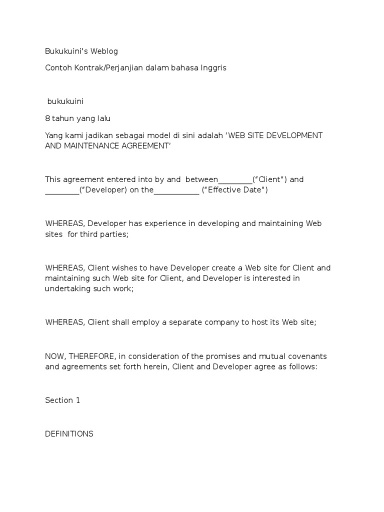 Contoh Kontrak Internasional 1 Indemnity Confidentiality