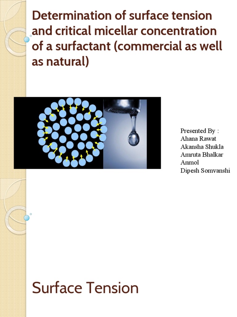 CMC and Surface Tension of Surfactants | PDF | Surface Science ...