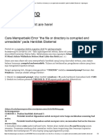 Cara Memperbaiki Error "The File or Directory Is Corrupted and Unreadable" Pada Harddisk Eksternal