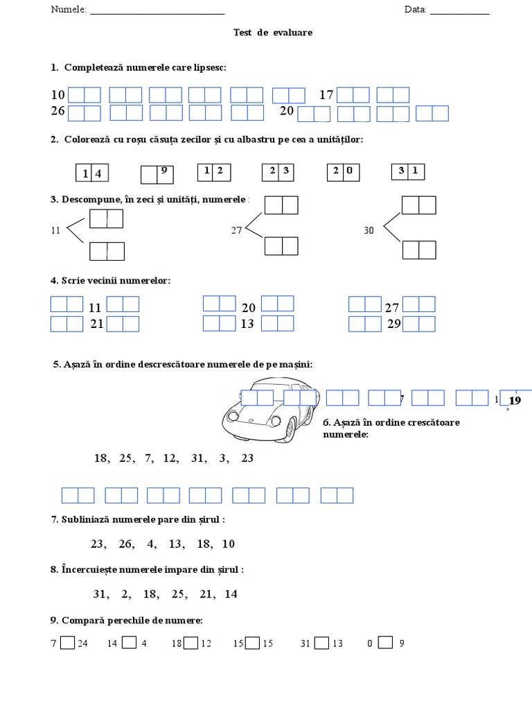 Evaluare Numerele Naturale 0 31
