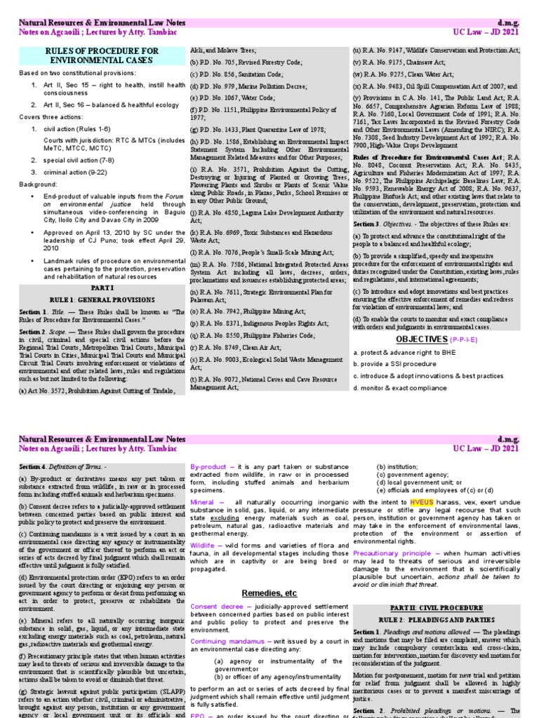 Natural Resources & Environmental Law (Nat Res) Notes | PDF | Lawsuit ...