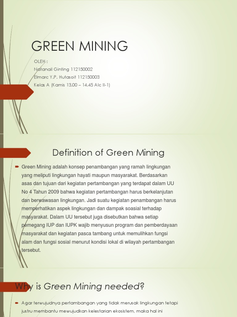 Konsep dan Pentingnya Green Mining | PDF