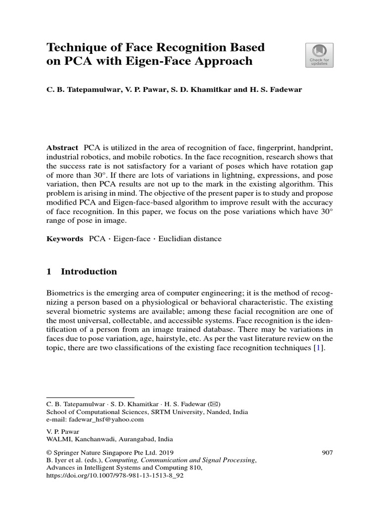 Technique of Face Recognition Based On PCA With Eigen-Face Approach ...