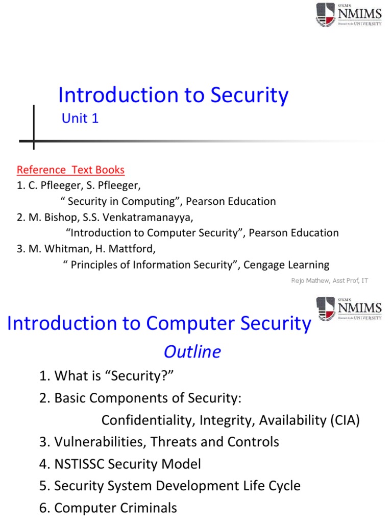 Introduction To Security: Unit 1 | PDF | Computer Security | Security