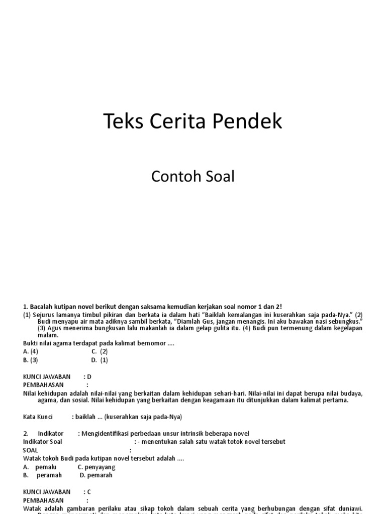 Contoh Soal Bahasa Indonesia Kelompok 5