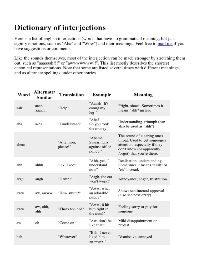 Dictionary of Interjections PDF Semantic Units Lexicology