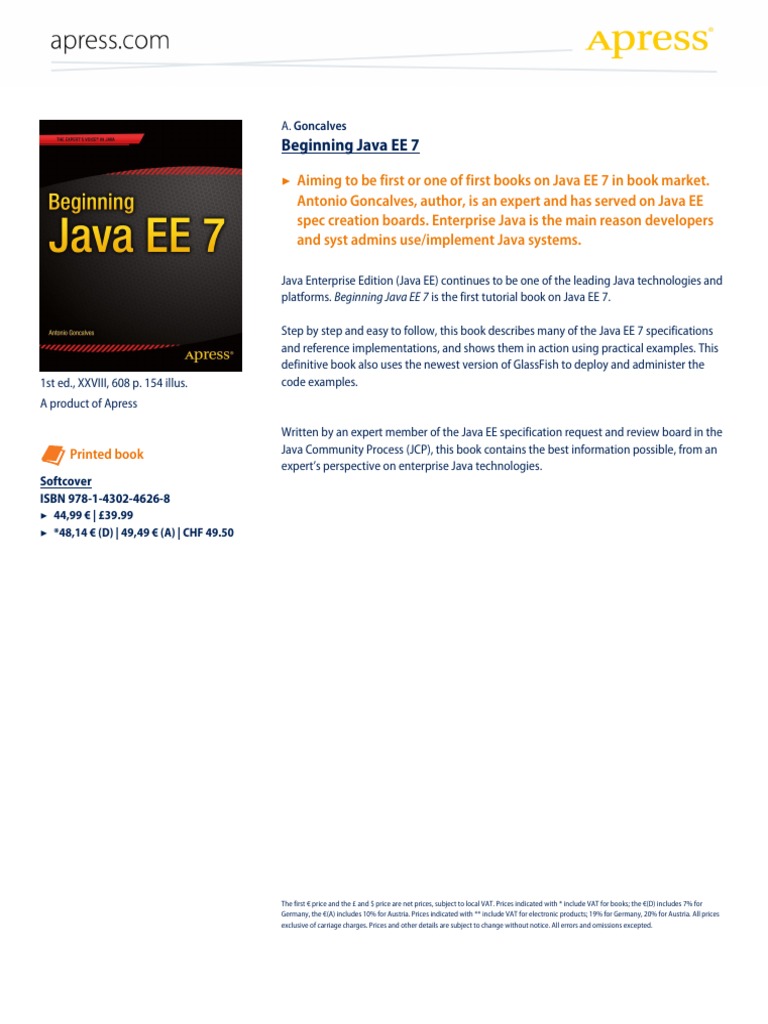 Beginning Java EE 7: Printed Book | PDF
