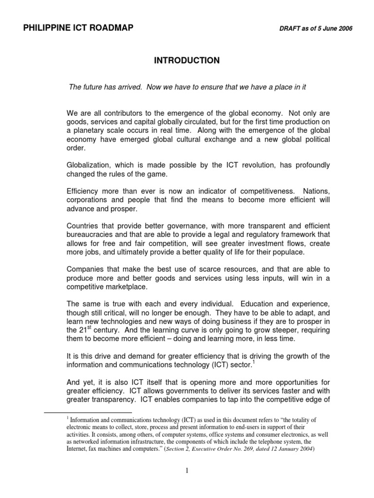 Philippine ICT Roadmap Overview | PDF | E Government | Educational ...