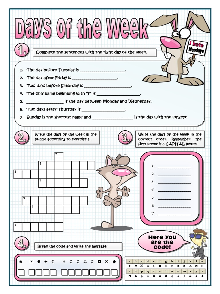 Resultado de imagen de the days of the week