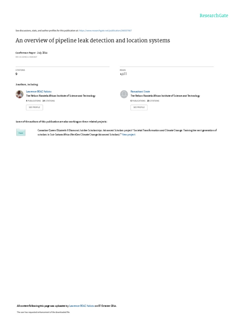 An Overview of Pipeline Leak Detection and Location Systems PDF