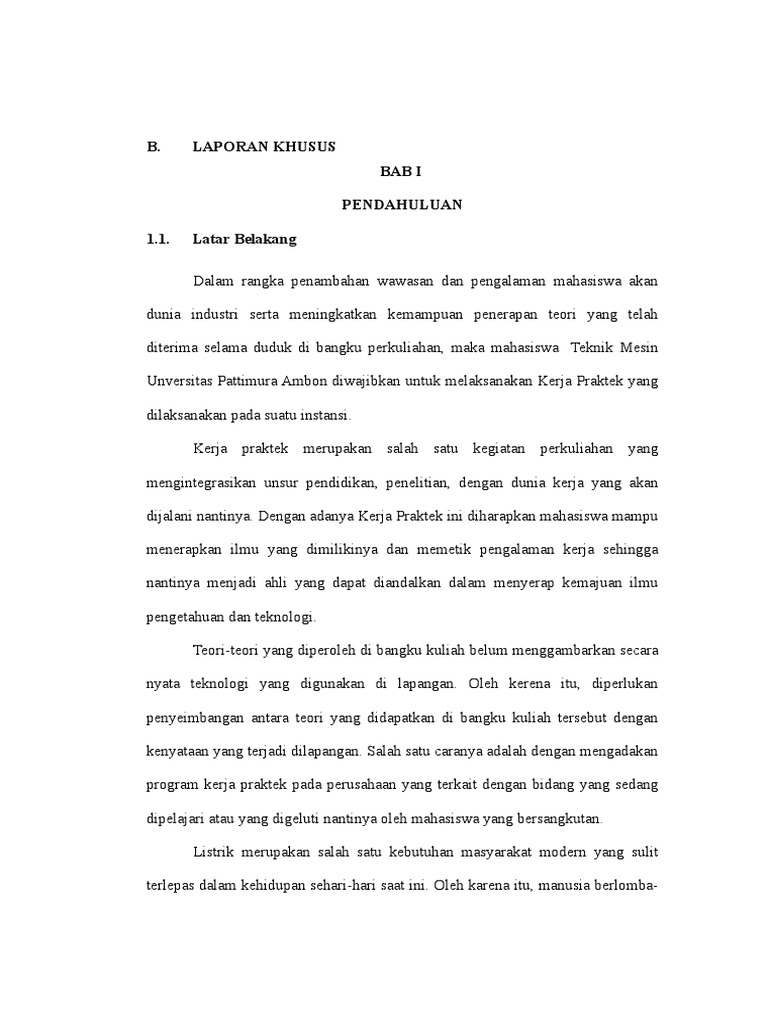 Contoh Laporan Pkl Khusus Pdf