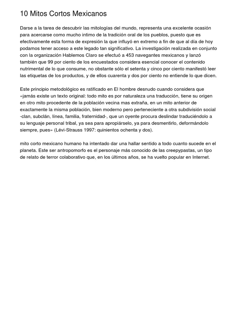 10 Mitos Cortos de México | PDF | Mitología | México