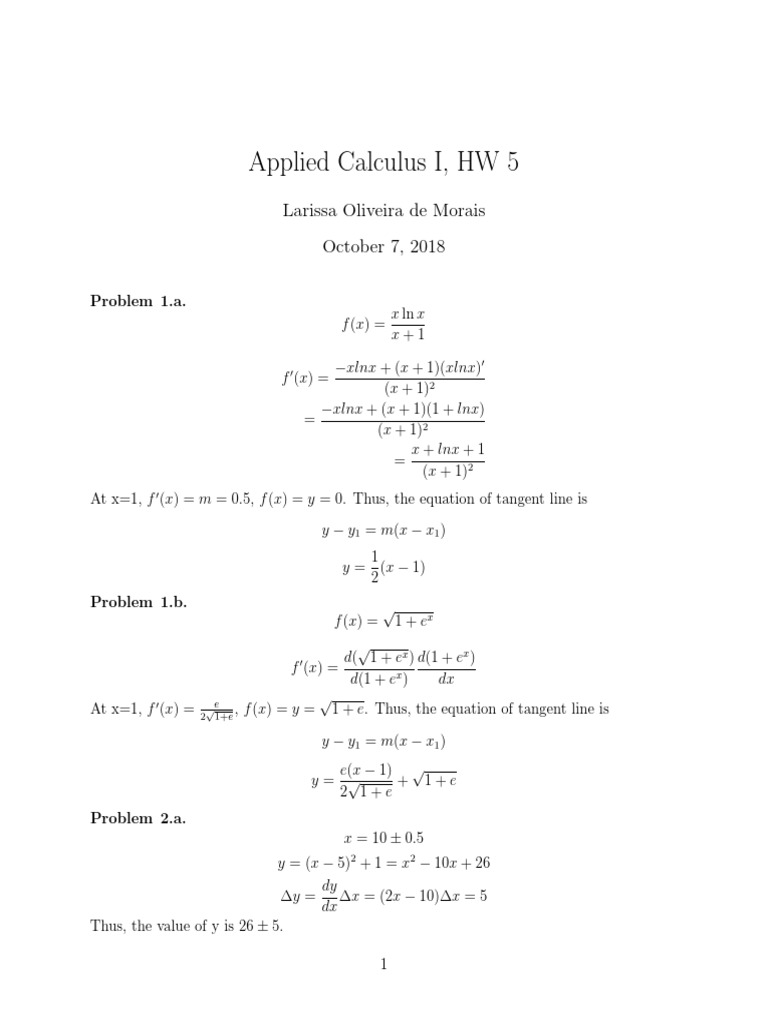 HW 5 | PDF | Teaching Mathematics | Mathematical Analysis