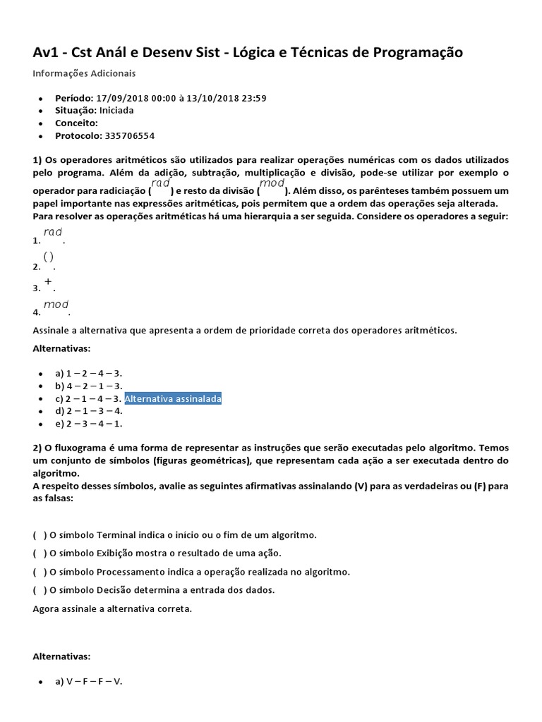 Lógica de Programação e Algoritmos | PDF | Algoritmos | Áreas de ...