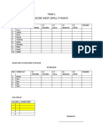 Year 1 Score Sheet (Spell It Right)